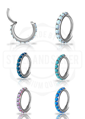 Micro Jeweled Surgical Steel Hinged Huggie Earring 
