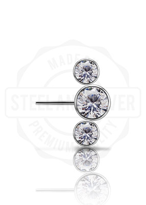 Fifth Cue 2pc Pair of Square Cubic Zirconia Centered Floral Fans 316L Surgical Steel Nipple Clicker Ring